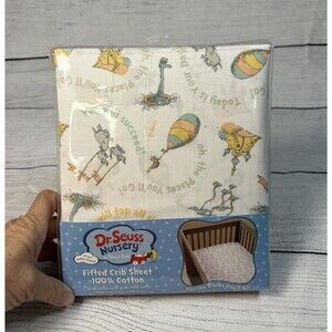 Dr. Seuss Nursery Fitted Crib Sheet 100% Cotton Oh the Places You'll Go NEW